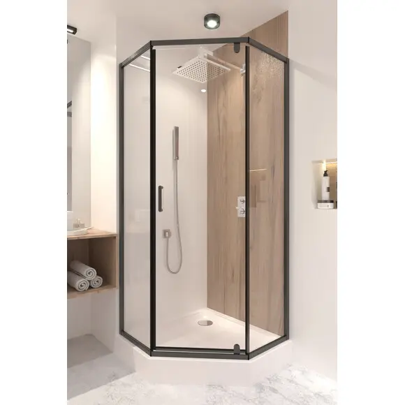 Душова кабіна без піддону Qtap Scorpio BLA10995-AC6 (SCOBLA10995AC6, 90x90 см, профіль чорний матовий, скло прозоре), фото , изображение 9