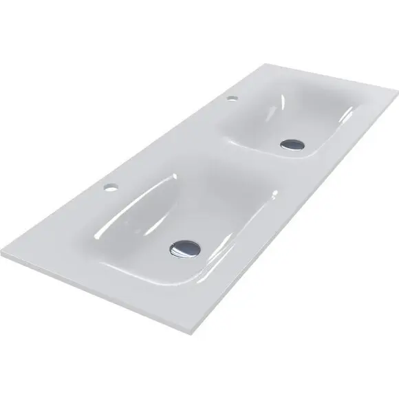 Двойная раковина Miraggio Jessel 1200-2 Miramarble 0000783 (120x45 см), Доступные размеры: 120 x 45 (2), Цвет производителя: белый глянец, Технология производства: Miramarble, фото 