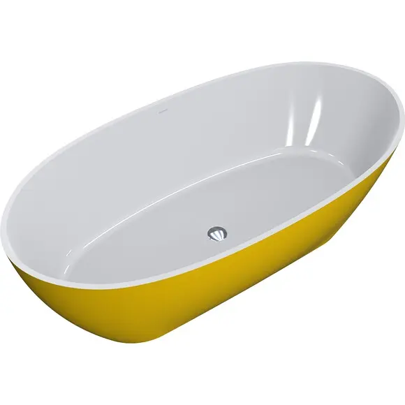 Мармурова ванна Miraggio Estella Miramarble RAL1018 0000941 (167x83 см, біла/жовта, окремостояча), Колір виробника: білий, жовтий, Технологія виробництва: Miramarble, фото , изображение 2
