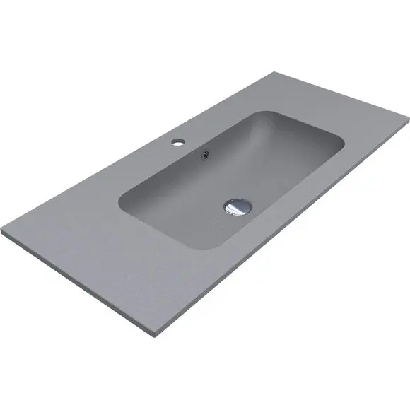Раковина Miraggio Della 1000 Mirastone gray 0002480 (100x45 см, сіра матова, з крилом), Доступні розміри: 100 x 45, Колір виробника: сірий, Технологія виробництва: Mirastone, фото 