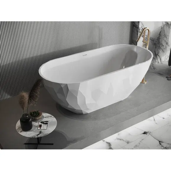 Мармурова ванна Miraggio Sapfire Miramarble 0002250 (165x76 см, окремостояча), Колір виробника: білий глянець, Технологія виробництва: Miramarble, фото , изображение 2
