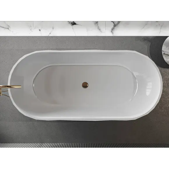 Мармурова ванна Miraggio Sapfire Miramarble 0002250 (165x76 см, окремостояча), Колір виробника: білий глянець, Технологія виробництва: Miramarble, фото , изображение 5