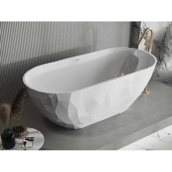 Мармурова ванна Miraggio Sapfire Miramarble 0002250 (165x76 см, окремостояча), Колір виробника: білий глянець, Технологія виробництва: Miramarble, фото , изображение 4