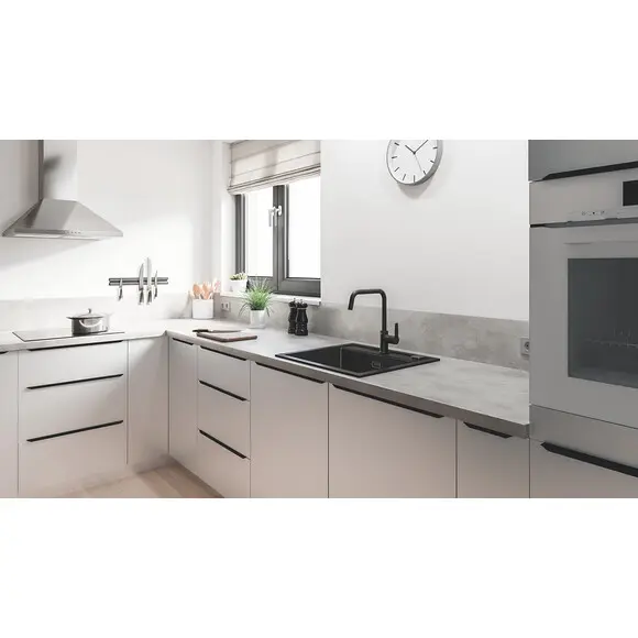 Змішувач для кухні Grohe QuickFix Start Black 304702430 (чорний матовий), фото , изображение 4