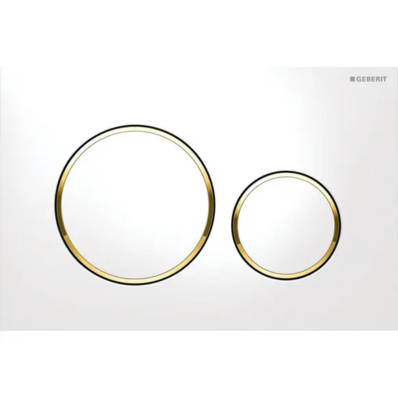 Смывная кнопка Geberit Sigma20 115.882.KK.1 (белый глянец/позолота), Цвет производителя: белый глянец, позолота, фото 