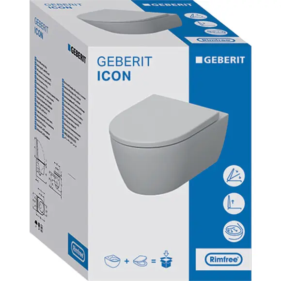 Безобідковий підвісний унітаз Geberit iCon Rimfree 501.664.00.1 (з сидінням), фото , изображение 3