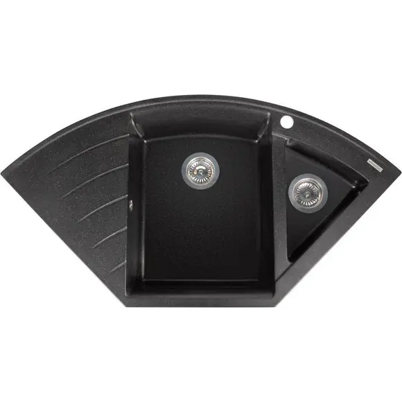 Мийка для кухні Miraggio Europe Black Shine 0002562 (110x57, чорна, із фруктівницею, із сифоном), Колір виробника: чорний, фото 