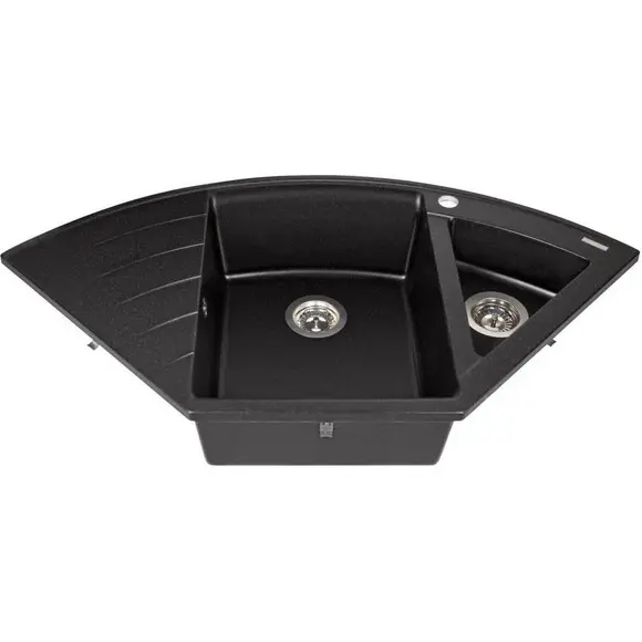 Мийка для кухні Miraggio Europe Black Shine 0002562 (110x57, чорна, із фруктівницею, із сифоном), Колір виробника: чорний, фото , изображение 2