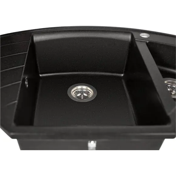 Мийка для кухні Miraggio Europe Black Shine 0002562 (110x57, чорна, із фруктівницею, із сифоном), Колір виробника: чорний, фото , изображение 4