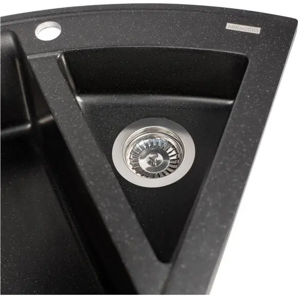 Мийка для кухні Miraggio Europe Black Shine 0002562 (110x57, чорна, із фруктівницею, із сифоном), Колір виробника: чорний, фото , изображение 5