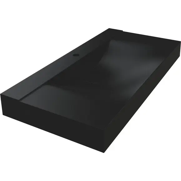 Умивальник Miraggio Fly 1000 Mirastone Black Shine 8813463 (100x48 см, чорний, з крилом), Доступні розміри: 100 x 48, Колір виробника: чорний, Технологія виробництва: Mirastone, фото 