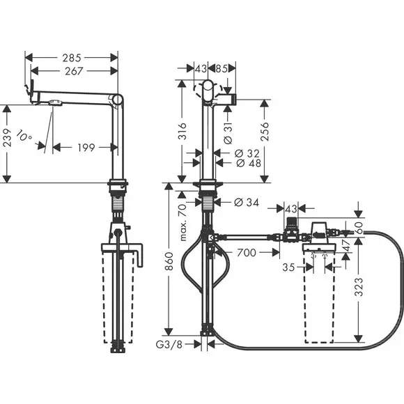 Змішувач для кухні Hansgrohe Aqittura M91 Steel 76804800 (сталь, із підключенням питної води), Колір виробника: сталь, фото , изображение 9