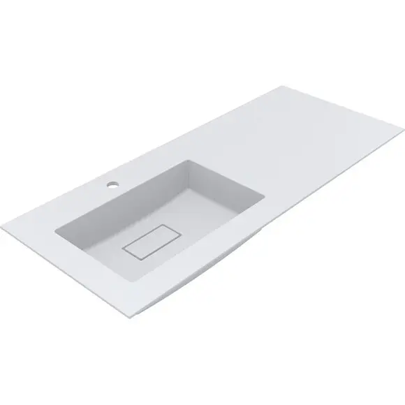 Умывальник-столешница Miraggio Erica 1200 L Mirasoft 8813569 (120x50 см, белый матовый, с крылом), Доступные размеры: 120 x 50 L, Цвет производителя: белый матовый, Технология производства: Mirasoft Technology, фото 