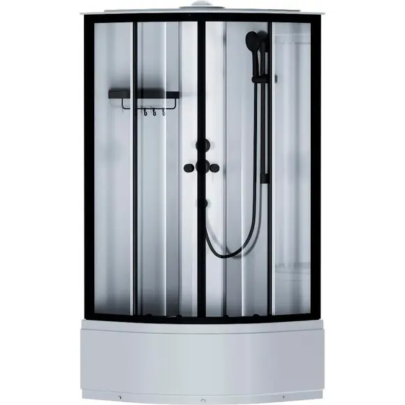 Душовий бокс Am.Pm X-Joy Round Deep W94C-401A-090BT (90x90 см, прозоре скло, профіль чорний матовий, з піддоном), Доступні розміри: 90 x 90, Колір виробника: чорний матовий, фото 