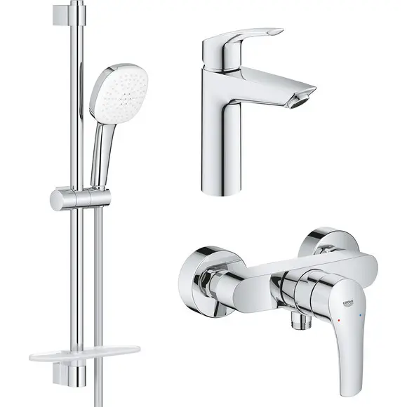 Комплект смесителей 3 в 1 для ванной комнаты Grohe Eurosmart New S-Size UA123244M1 (33555003+33265003+26907003), фото 