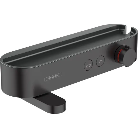 Смеситель для ванны с термостатом Hansgrohe ShowerTablet Select Matt Black 24340670 (черный матовый, с полкой), Цвет производителя: черный матовый, фото 