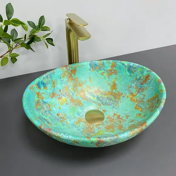 Умивальник VBI Parma Marble Green Matt VBI-011003 (40x33 см, зелений матовий, чаша), Доступні розміри: 40 x 33, Колір виробника: зелений матовий, фото 