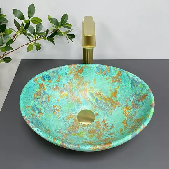 Умивальник VBI Parma Marble Green Matt VBI-011003 (40x33 см, зелений матовий, чаша), Доступні розміри: 40 x 33, Колір виробника: зелений матовий, фото , изображение 3