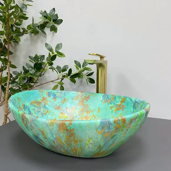 Умивальник VBI Parma Marble Green Matt VBI-011003 (40x33 см, зелений матовий, чаша), Доступні розміри: 40 x 33, Колір виробника: зелений матовий, фото , изображение 4