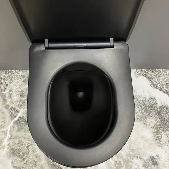 Безободковый подвесной унитаз VBI Vulcano Black Matt VBI-020412 (черный матовый, с сиденьем), Цвет производителя: черный матовый, фото 5