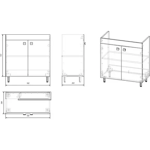 Тумба RJ Atlas с умывальником RJ Jenor RJFU005-15OK (RZJ815, 80 см, дуб, напольная), Доступные размеры: 80, Цвет производителя: дуб, фото 4