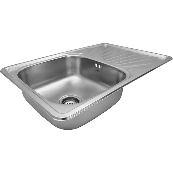 Кухонна мийка Kroner KRP Satin 7848 (Satin-784808180, 78x48 см, 0.8 мм, з сифоном), Тип поверхні: сатин (матовая), фото , изображение 5