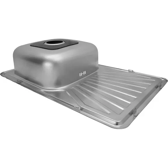 Кухонна мийка Kroner KRP Satin 7848 (Satin-784808180, 78x48 см, 0.8 мм, з сифоном), Тип поверхні: сатин (матовая), фото , изображение 8