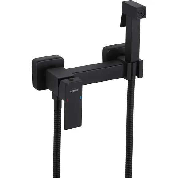 Гигиенический душ со смесителем Kroner KRP Edelstahl Kubus SCH052 (черный матовый), Цвет производителя: черный матовый, фото 