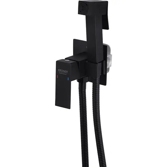 Гигиенический душ со смесителем Kroner KRP Edelstahl Kubus SCH053 (черный матовый, скрытого монтажа), Цвет производителя: черный матовый, фото 2