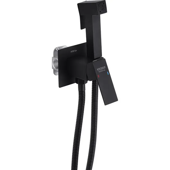 Гигиенический душ со смесителем Kroner KRP Edelstahl Kubus SCH053 (черный матовый, скрытого монтажа), Цвет производителя: черный матовый, фото 3