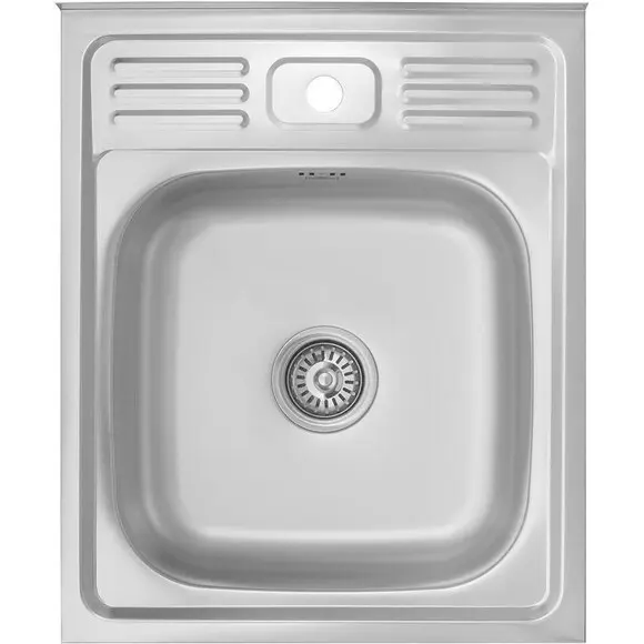 Мийка для кухні Kroner KRP Satin 6050 (Satin-6050, 50x60 см, 0.6 мм, з сифоном), Доступні розміри: 50 x 60, Тип поверхні: сатин (матовая), фото 