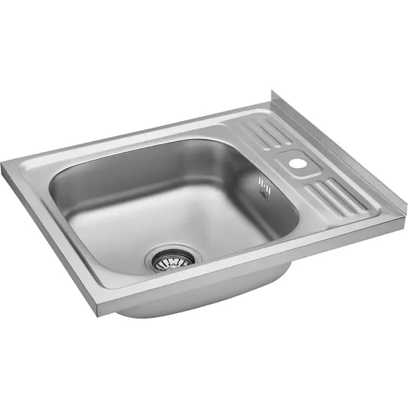 Мийка для кухні Kroner KRP Satin 6050 (Satin-6050, 50x60 см, 0.6 мм, з сифоном), Доступні розміри: 50 x 60, Тип поверхні: сатин (матовая), фото , изображение 2