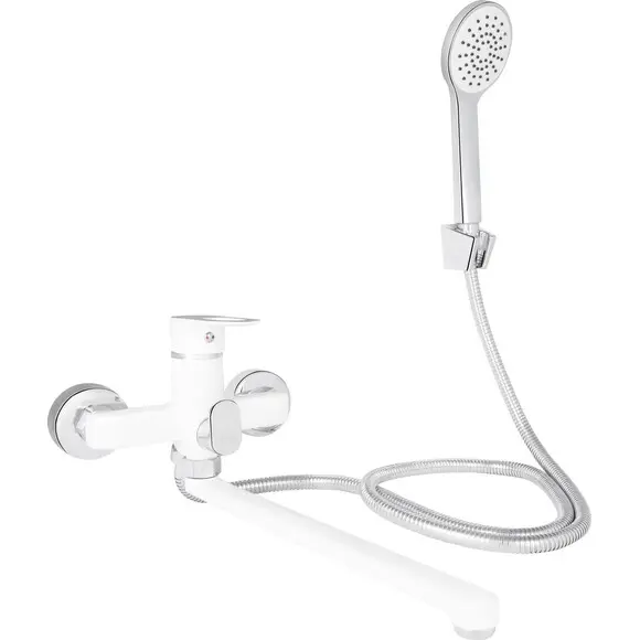 Смеситель для ванны Lidz Latwa 005 White/Chrome LDLAT005WHI45425 (белый/хром, с лейкой и шлангом), Цвет производителя: белый, хром, фото 