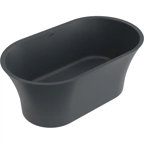 Мармурова ванна Miraggio Helga Miramarble Matt Full RAL 8814336 (150x85 см, сіра матова, окремостояча), Колір виробника: темно-сірий матовий, Технологія виробництва: full ral, фото 
