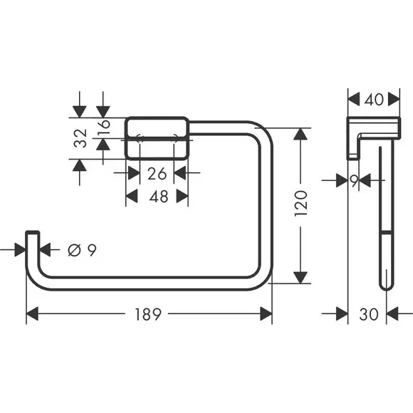 Тримач для рушників Hansgrohe AddStoris Chrome 41754000 (хром, кільце), Колір виробника: хром, фото , изображение 2