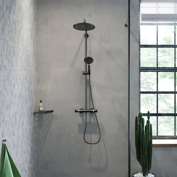 Душевая система с термостатом Hansgrohe Croma Select S Showerpipe 280 1jet Brushed Black Chrome 26890340 (брашированный черный хром), Цвет производителя: брашированный черный хром, фото 2