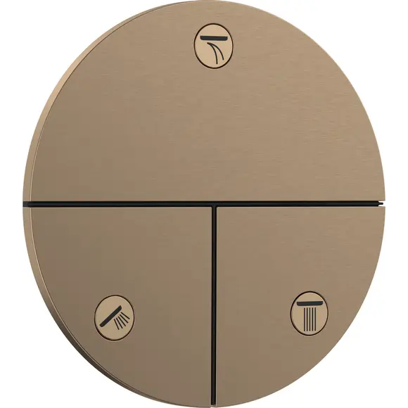 Переключатель на 3 потребителя Hansgrohe ShowerSelect Comfort S Brushed Bronze 15558140+01500180 (брашированная бронза, внутренняя часть в комплекте), Цвет производителя: брашированная бронза, фото 2