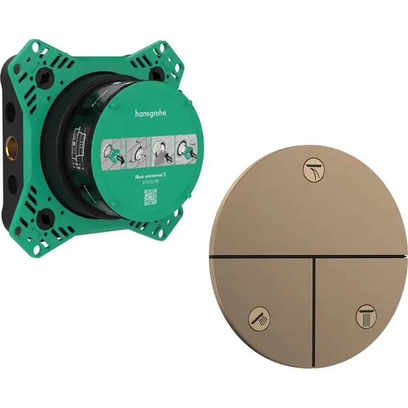Переключатель на 3 потребителя Hansgrohe ShowerSelect Comfort S Brushed Bronze 15558140+01500180 (брашированная бронза, внутренняя часть в комплекте), Цвет производителя: брашированная бронза, фото 