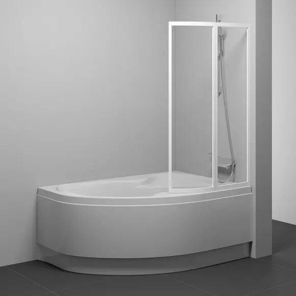 Стеклянная шторка для ванны Ravak Rosa 160 R VSK2 (76P9010041, стекло матовое, профиль белый, правая), Доступні розміри: 160 R, Колір виробника: білий з малюнком, фото , изображение 2