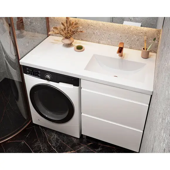 Тумба Snail Рамона с умывальником Snail Юнона 1255KMN142RA100 (125 см, белая глянцевая, правая, напольная), Доступные размеры: 125 x 62 R, фото 2