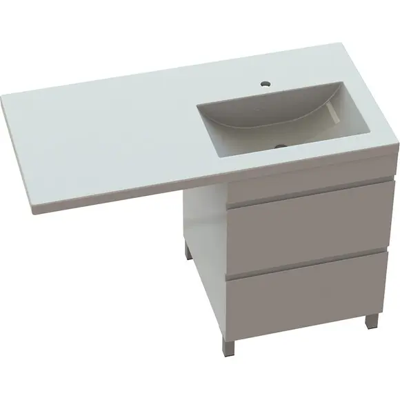 Тумба Snail Рамона с умывальником Snail Юнона 1255KMN142RA100 (125 см, белая глянцевая, правая, напольная), Доступные размеры: 125 x 62 R, фото 