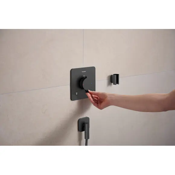 Підключення для душового шлангу Hansgrohe Fixfit FIine Q Brushed Black Chrome 28884340 (брашований чорний хром), Колір виробника: брашований чорний хром, фото , изображение 3