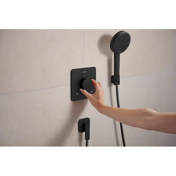 Підключення для душового шлангу Hansgrohe Fixfit FIine Q Matt Black 28884670 (чорне матове), Колір виробника: чорний матовий, фото , изображение 3