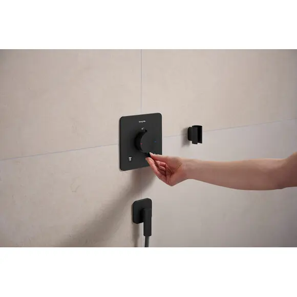 Підключення для душового шлангу Hansgrohe Fixfit FIine Q Matt Black 28884670 (чорне матове), Колір виробника: чорний матовий, фото , изображение 2