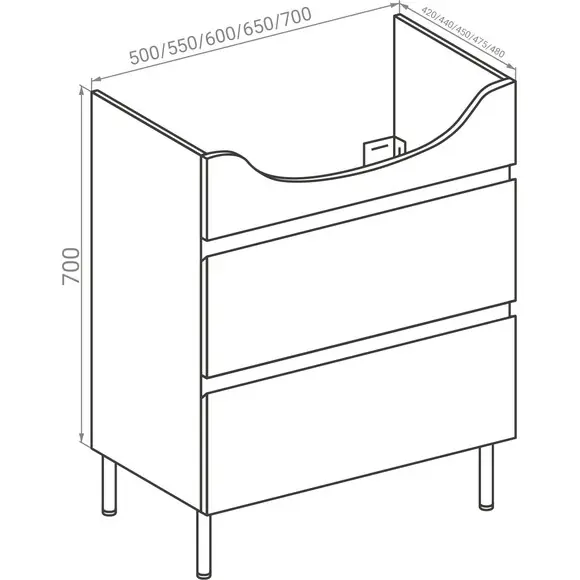 Тумба RJ Toft-Xo с раковиной Kolo Freja RJFU027-4155WHSET (RJFU027-4155WH+L71955000, 55 см, напольная), Доступные размеры: 55, фото 2