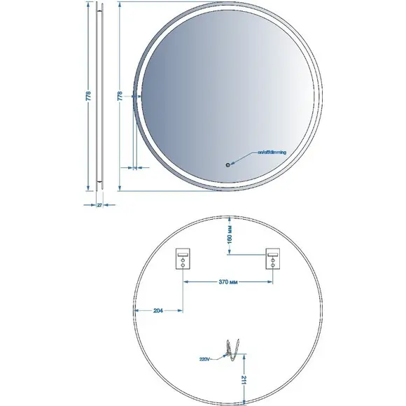 Зеркало для ванной комнаты Devit AllRound 5501080 (80x80 см, с LED-подсветкой), Доступные размеры: 80 x 80, фото 7