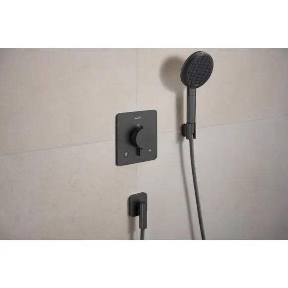 Підключення для душового шлангу Hansgrohe Fixfit FIine Q Brushed Black Chrome 28884340 (брашований чорний хром), Колір виробника: брашований чорний хром, фото , изображение 2