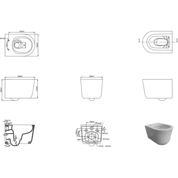 Безобідковий підвісний унітаз Devit Style Vortex Flush 320150 (воронкоподібний, з сидінням), фото , изображение 6