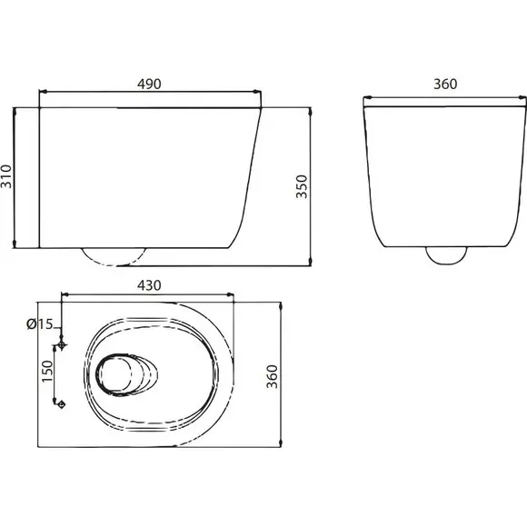 Безобідковий підвісний унітаз Devit Style Vortex Flush 320150 (воронкоподібний, з сидінням), фото , изображение 7