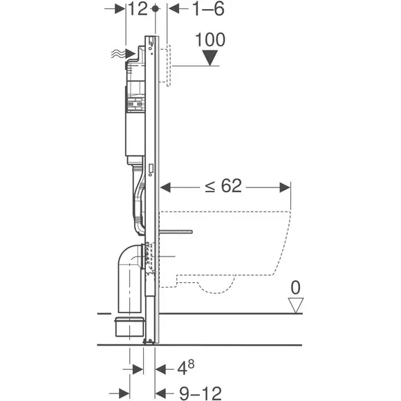 Інсталяція для унітазу Geberit Duofix Delta 458.126.00.2 (з прокладкою та кріпленням до стіни), фото , изображение 5